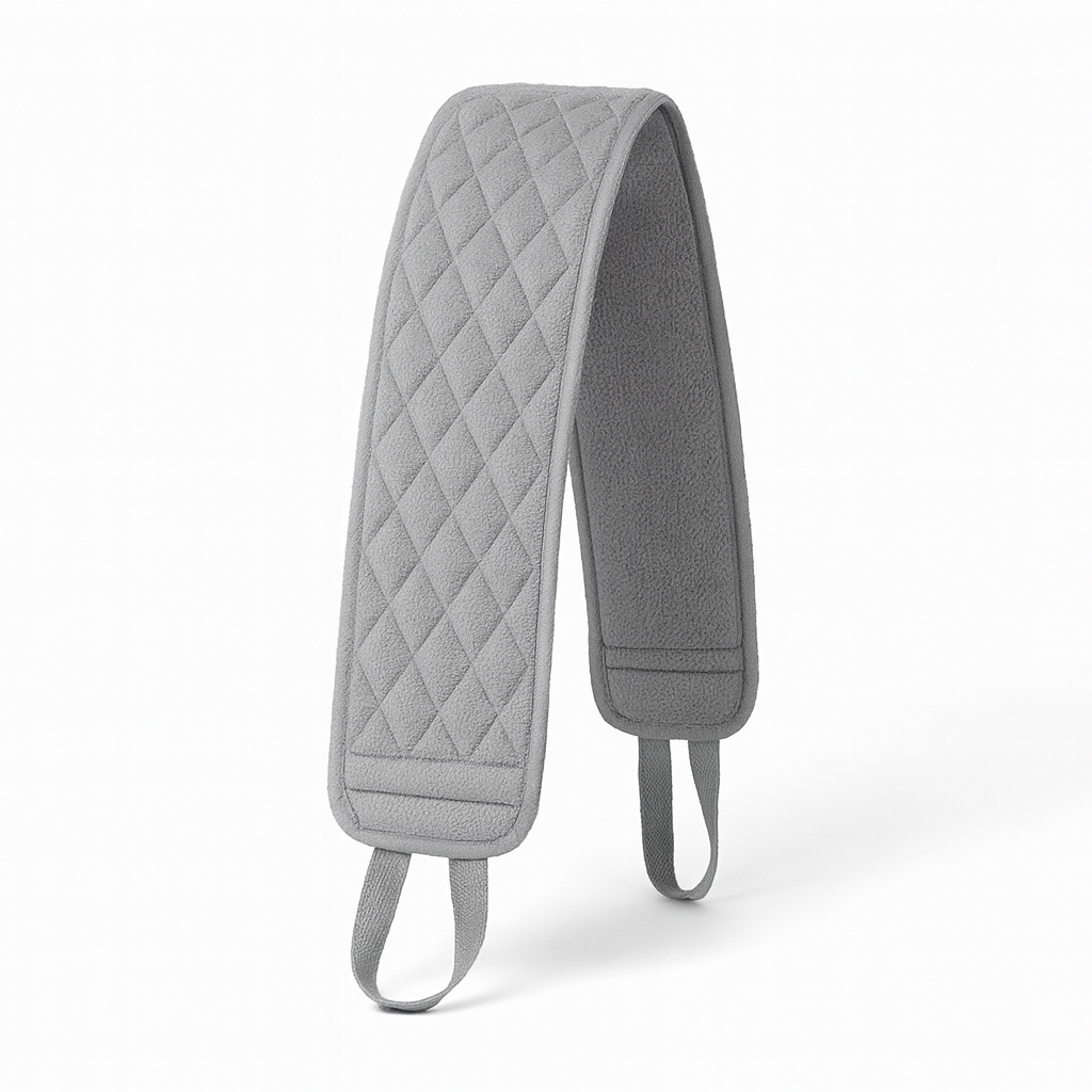 Gray quilted strap on a white background