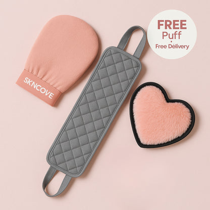 Three skincare tools on a pink background with 'SKNCove' branding.